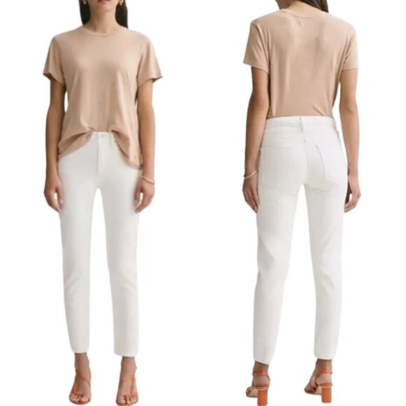 Agolde Toni Mid Rise Straight Leg Denim Jeans Women's 25 Radiate White Stretch - Picture 1 of 13